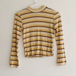 Girls Ribbed Knit Long Sleeve Striped Top